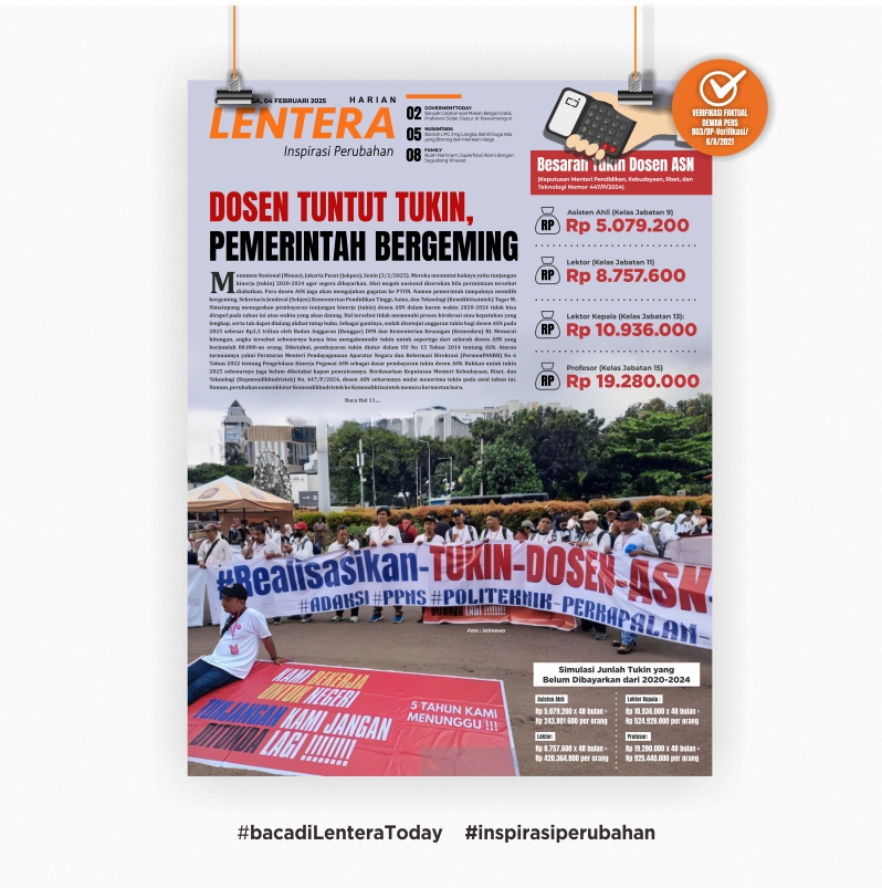 Dosen Tuntut Tukin, Pemerintah Bergeming (Koran, Selasa 4/2/2025)