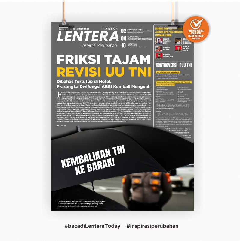 Friksi Tajam Revisi UU TNI (Koran Senin, 17/3/2025)