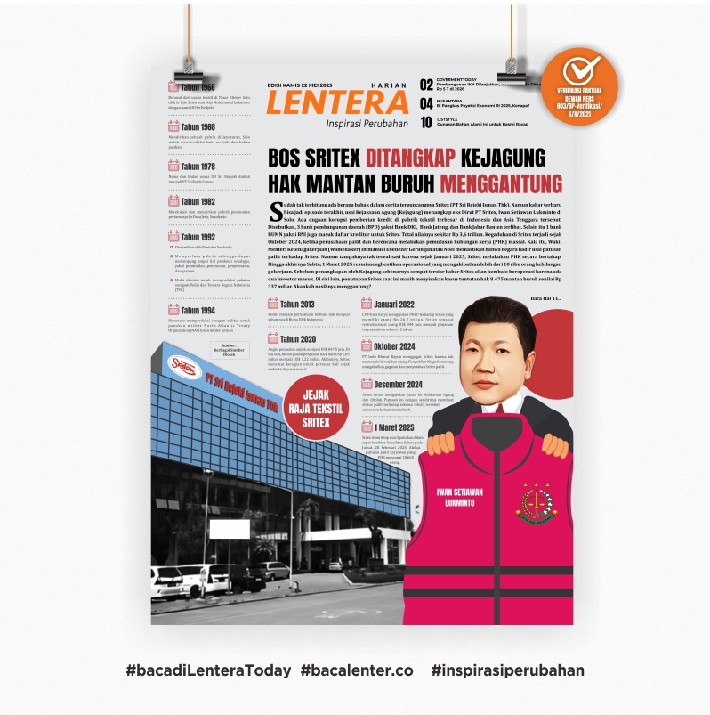 Bos Sritex Ditangkap Kejagung Hak Mantan Buruh Menggantung (Koran Kamis, 22/5/2025)