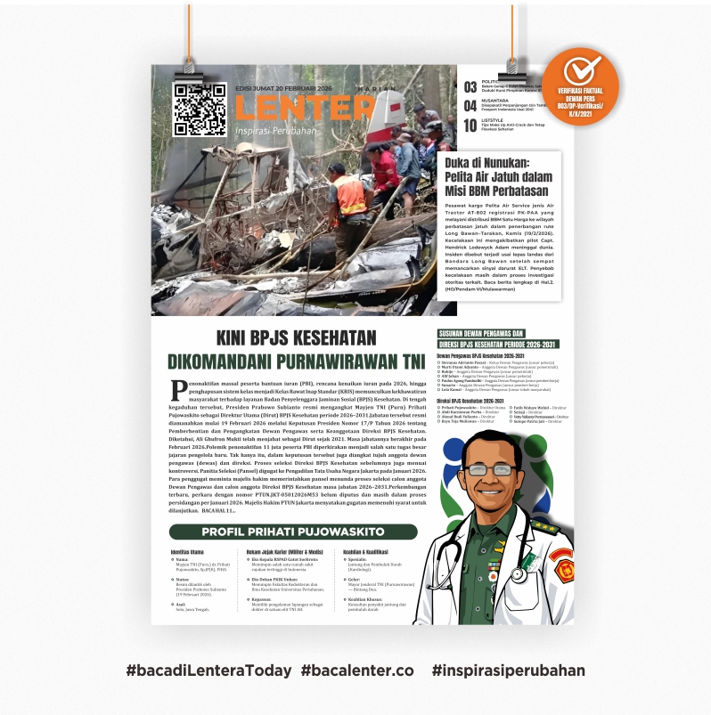 Kini BPJS Kesehatan Dikomandani Purnawirawan TNI (Koran Jumat, 20 Februari 2026)